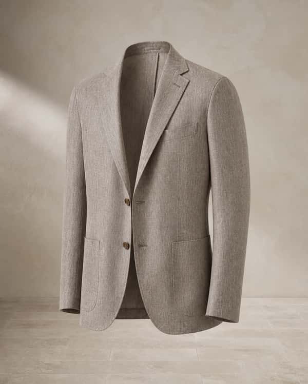 Herringbone Linen Blazer – Taupe