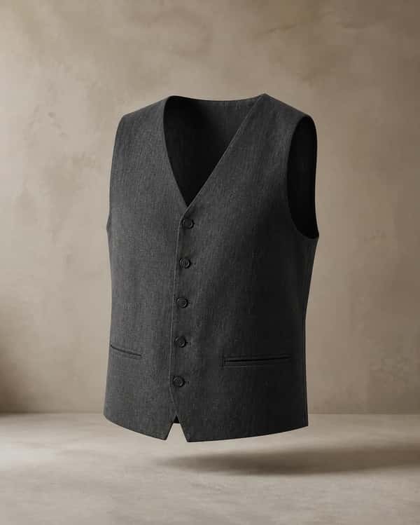 Relaxed Linen Vest – Charcoal