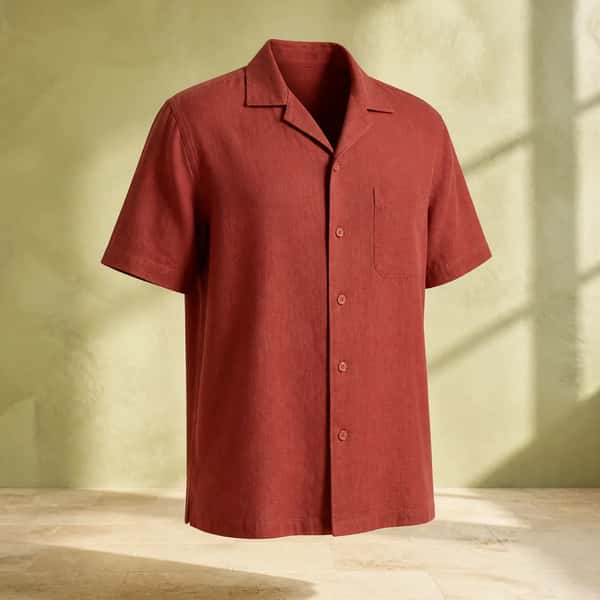 Camp-Collar Linen Shirt – Clay