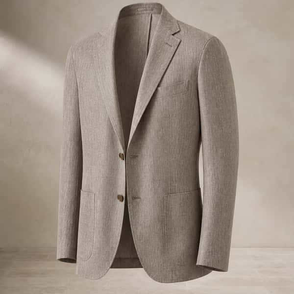 Herringbone Linen Blazer – Taupe