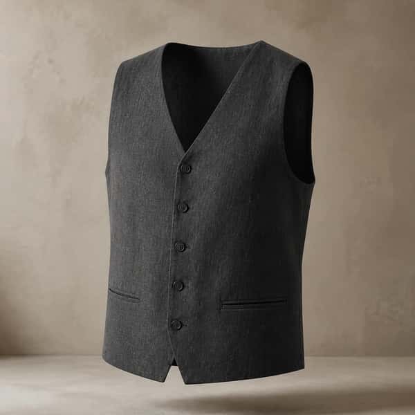 Relaxed Linen Vest – Charcoal
